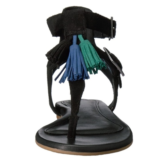 Ugg Lecia Black Suede Leather Tassel Ankle Wrap Gladiator Sandals - Picture 16 of 16